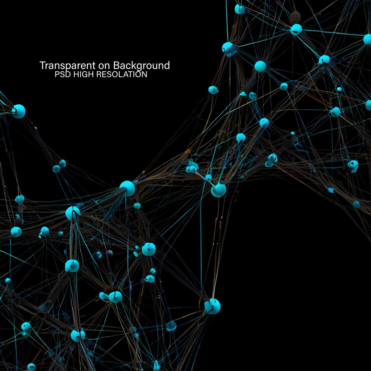 PSD technology connecting lines mesh digital background design on transparent background