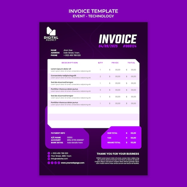 Technology event invoice template