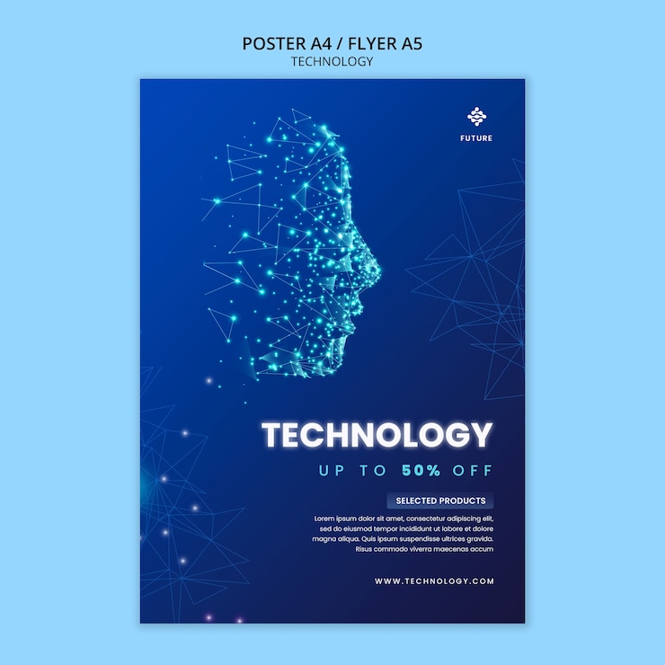 PSD technology flyer template design