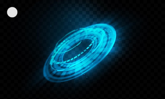 Technology glowing hud blue on transparent background