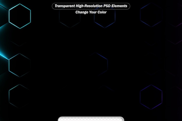 PSD Технология шестиугольника темный футуристический абстрактный фон с розовыми и синими яркими вспышками