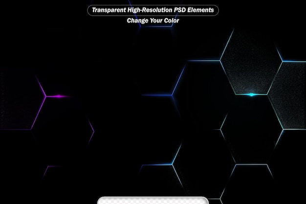 PSD technology hexagon dark futuristic abstract background with pink and blue colored bright flashes