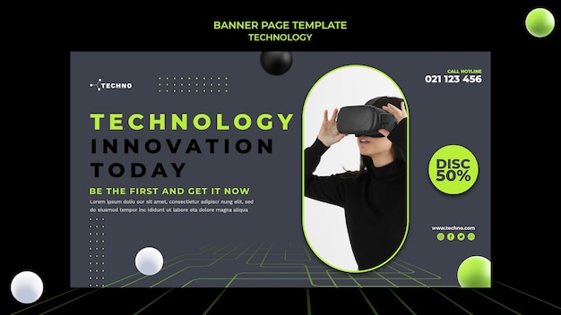 Technology horizontal banner template