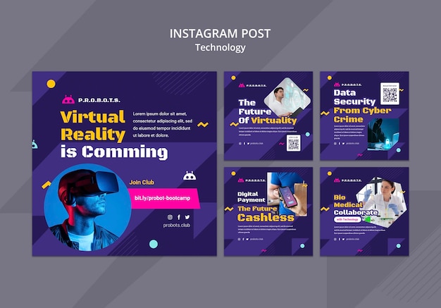 Technology instagram post template design