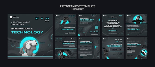 PSD technology instagram posts collection for virtual reality