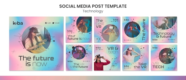 technology instagram posts template design