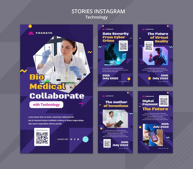 PSD technology instagram stories template design