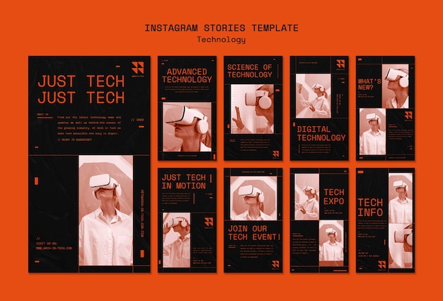 PSD modello di storie di instagram di tecnologia