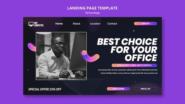 PSD technology landing page template design