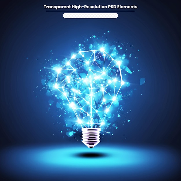 PSD technology network with lamp digital blue background