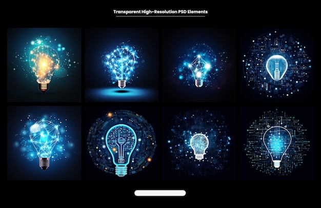 PSD technology network with lamp digital blue background