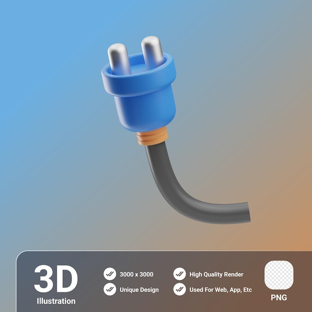 PSD technology plug 3d illustration