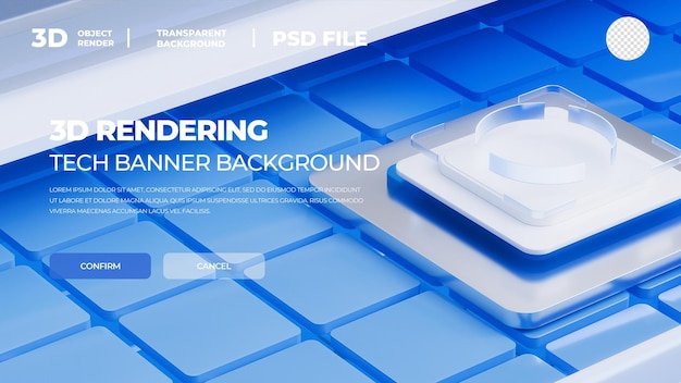 technology rendering square banner psd layered source file template