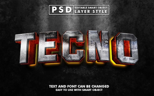 PSD tecno 3d realistisch teksteffect premium psd