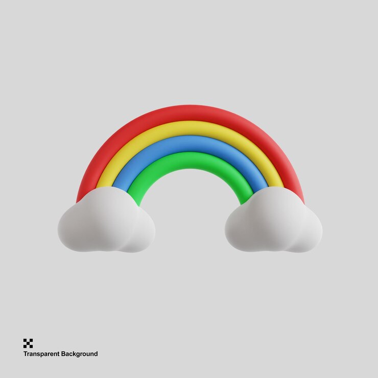 PSD tęczowa ilustracja 3d dla kolorowych lub naturalnych motywów