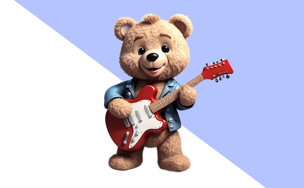 PSD teddy bear playing guitar