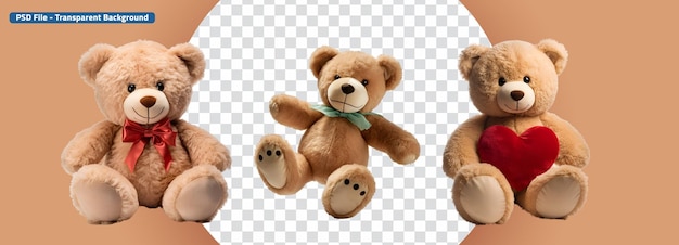 PSD set di giocattoli per orsacchiotti e orso di peluche con un cuore