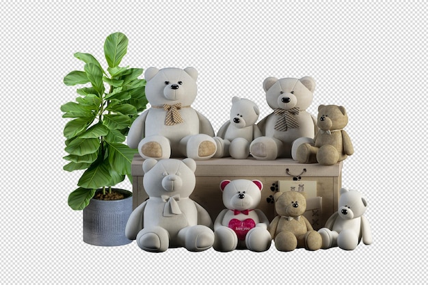 PSD teddy bear with white backdrop