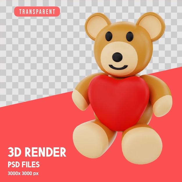 Teddybeer 3d-rendering geïsoleerd premium