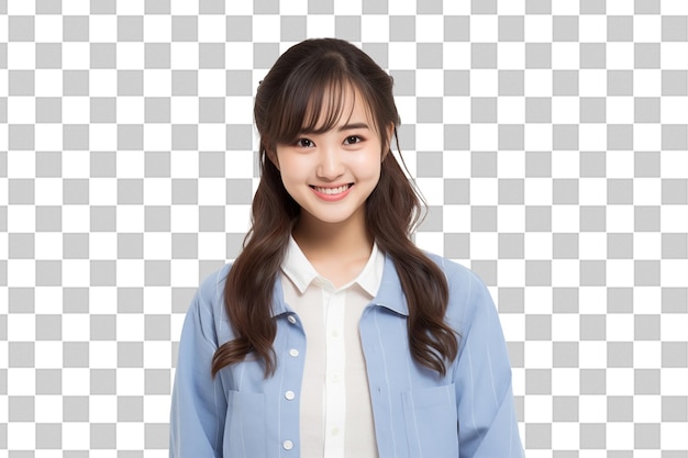 PSD teen pretty japanese girl on isolated chroma key background