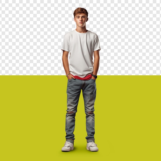 PSD teenager blond european boy guy stands upright