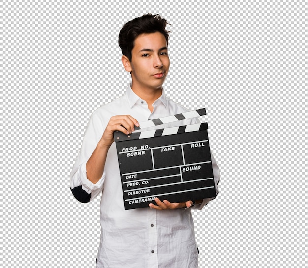 PSD teenager holding a clapper