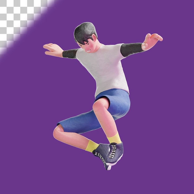 Teenager jumping 3d illustration