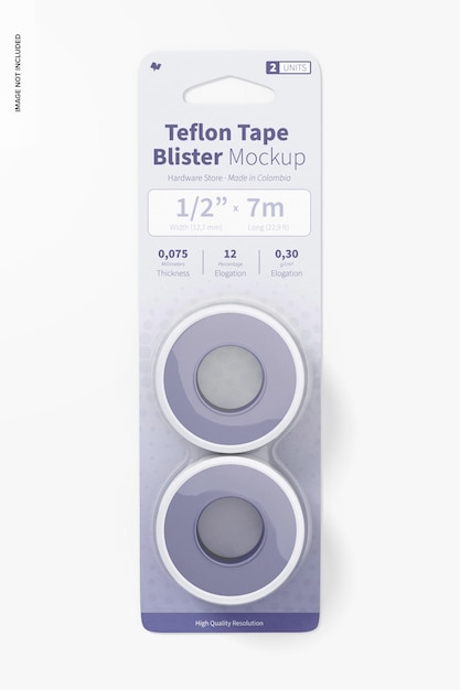 Teflon Tape Blister Mockup, Front View