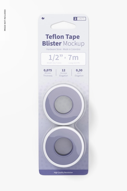 Teflon tape blister mockup, front view