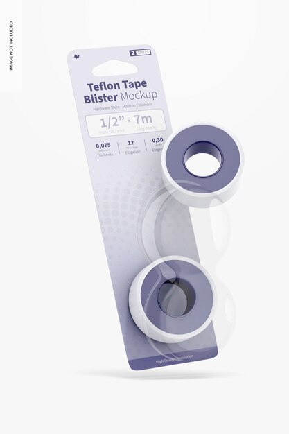 Teflon tape blisters mockup drijvend