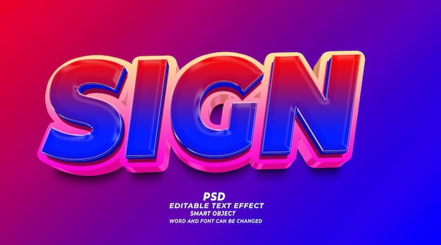 Teken 3d bewerkbaar teksteffect psd photoshop-sjabloon