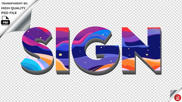 PSD teken typografie vlakke kleurrijke tekst textuur psd transparant