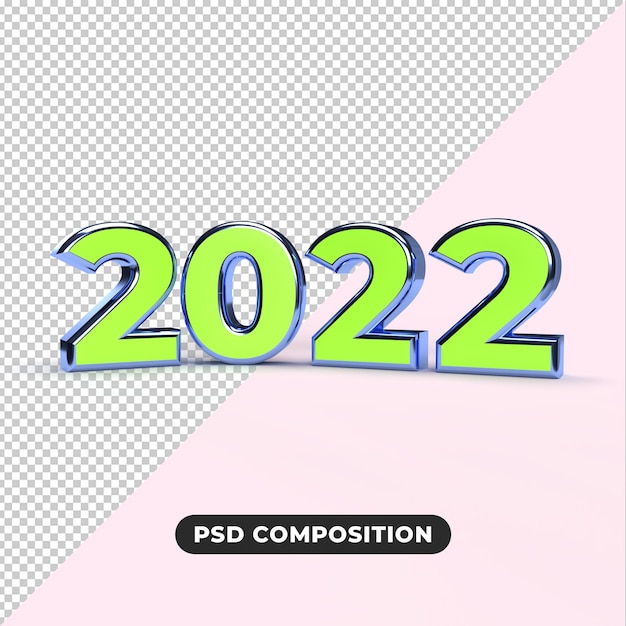 PSD tekst 3d szczęśliwego nowego roku 2022