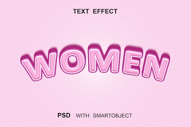 PSD tekst effect vrouwen met slim object psd