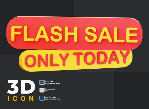 PSD tekst etykiety 3d flash sale