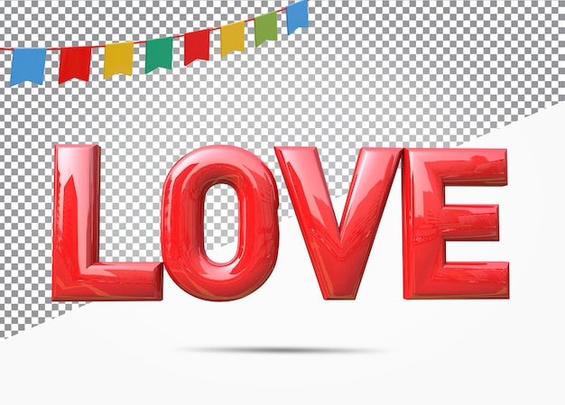 Tekst liefde alfabet kleur rood 3d Premium Psd