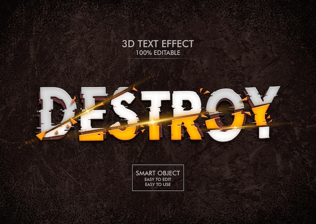 PSD teksteffect 3d cracked iron on slash ziet er erg realistisch uit