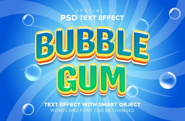 Teksteffect Bubble Gum bewerkbaar slim object