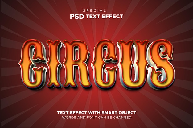 PSD teksteffect circus slim object bewerkbaar