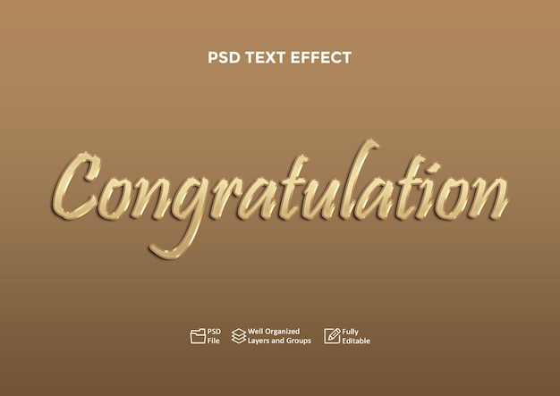 PSD teksteffect goud voor felicitatiegroet