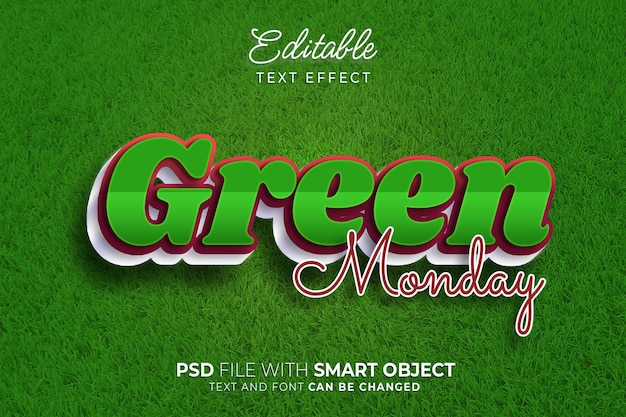 PSD teksteffect groene maandag bewerkbare stijl