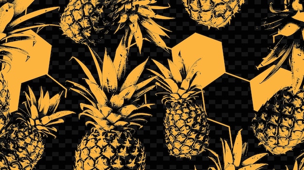 PSD tekstura skórki ananasu z sześciokątnym układem i kompaktowym dekoracją tła o png creative overlay