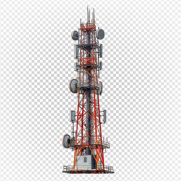 telecommunication signal tower isolated on transparent background generative ai