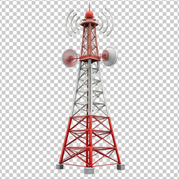 PSD telecommunication signal tower transparent background