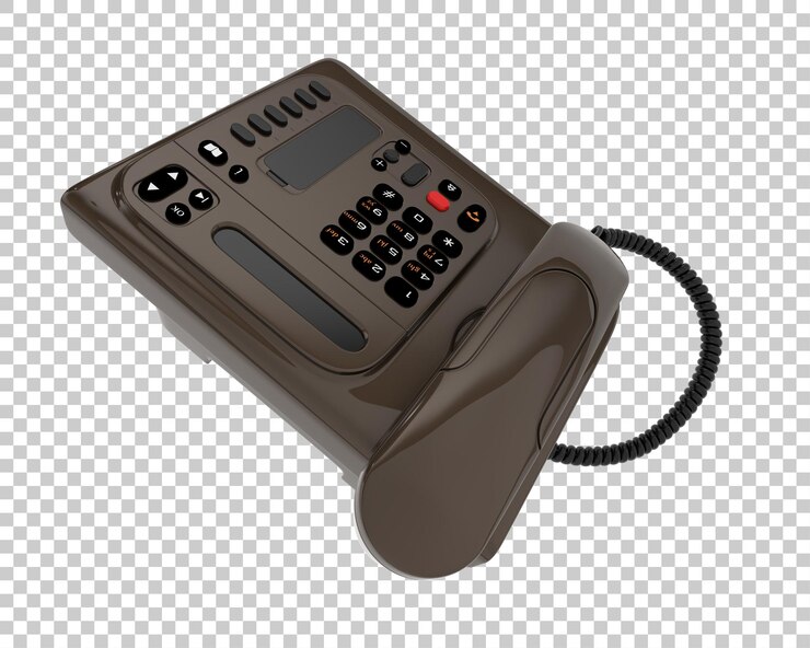 PSD telefon z przewodem izolowany na przezroczystym tle ilustracja renderingu 3d