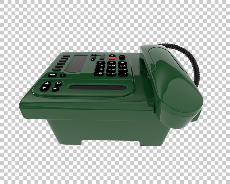 PSD telefon z przewodem izolowany na przezroczystym tle ilustracja renderingu 3d