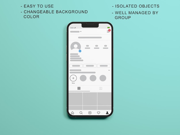 Telefoon 14plus mockup met veranderlijke BG-kleur
