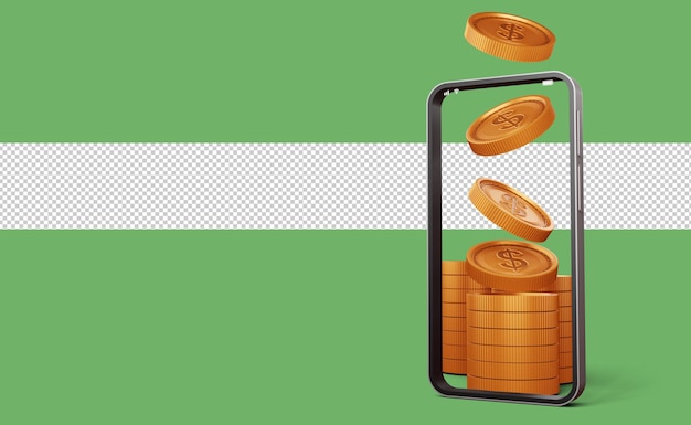 Telefoon met cryptocurrency bitcoin-symbool 3D-rendering