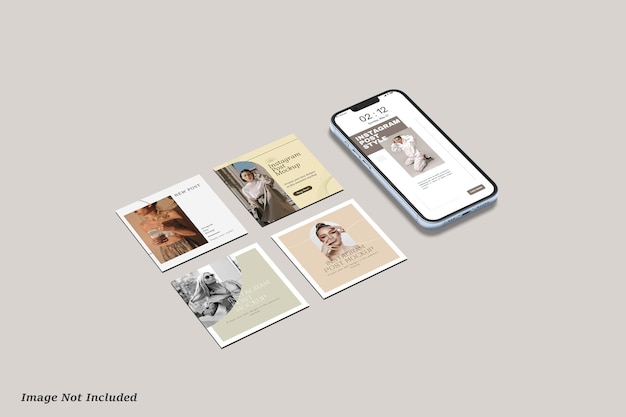 Telefoon met instagram post mockup premium psd