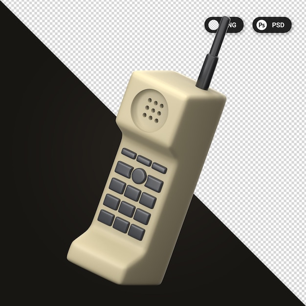 PSD telefoon retro elektronica pictogramserie 3d render